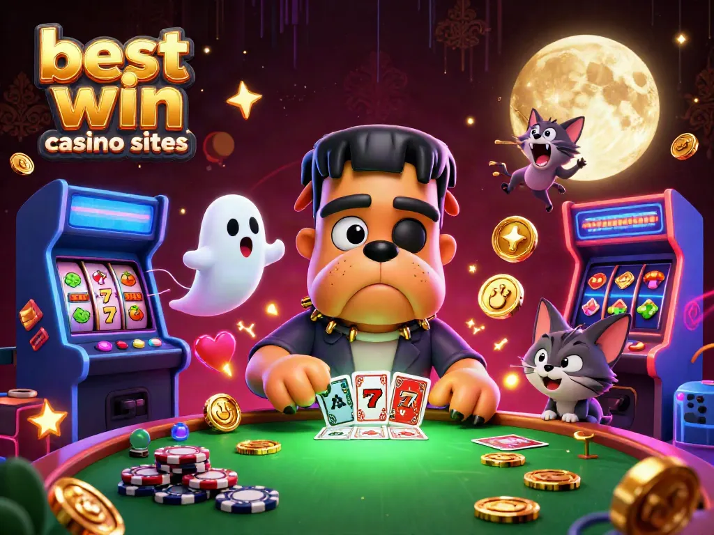 Experience the excitement at the best big win casino sites with a 3D cartoon scene featuring character-driven fun.
