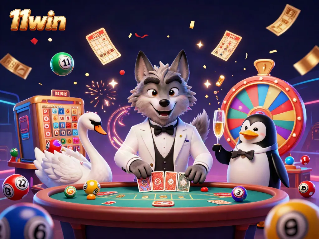 Experience the vibrant 11win gaming scene with enchanting characters and dynamic casino elements.