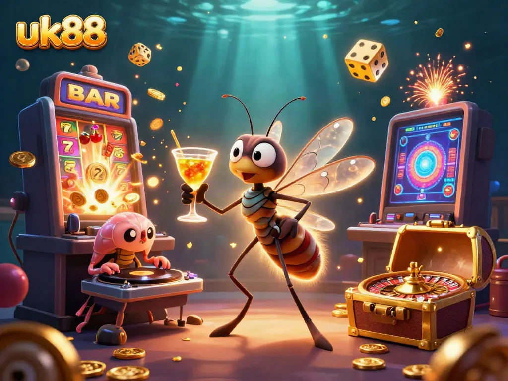 Experience excitement at uk88 with a vibrant casino scene featuring animated characters and dynamic gaming elements.