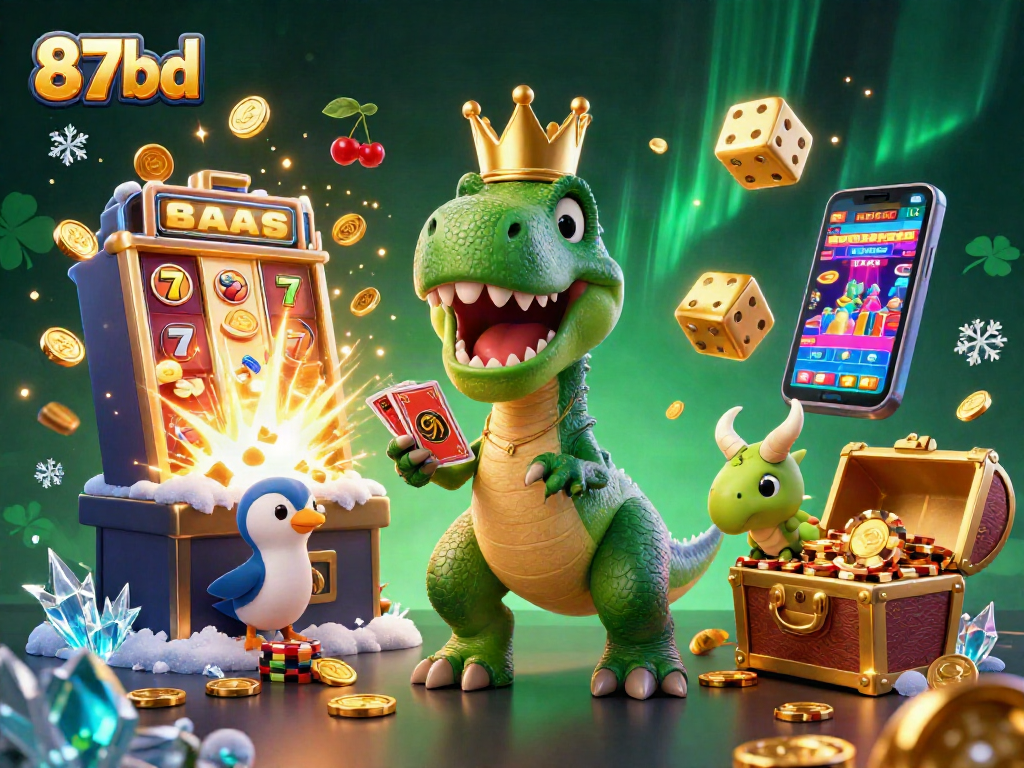 Engage with the excitement of 87bd at a vibrant casino scene featuring colorful characters.
