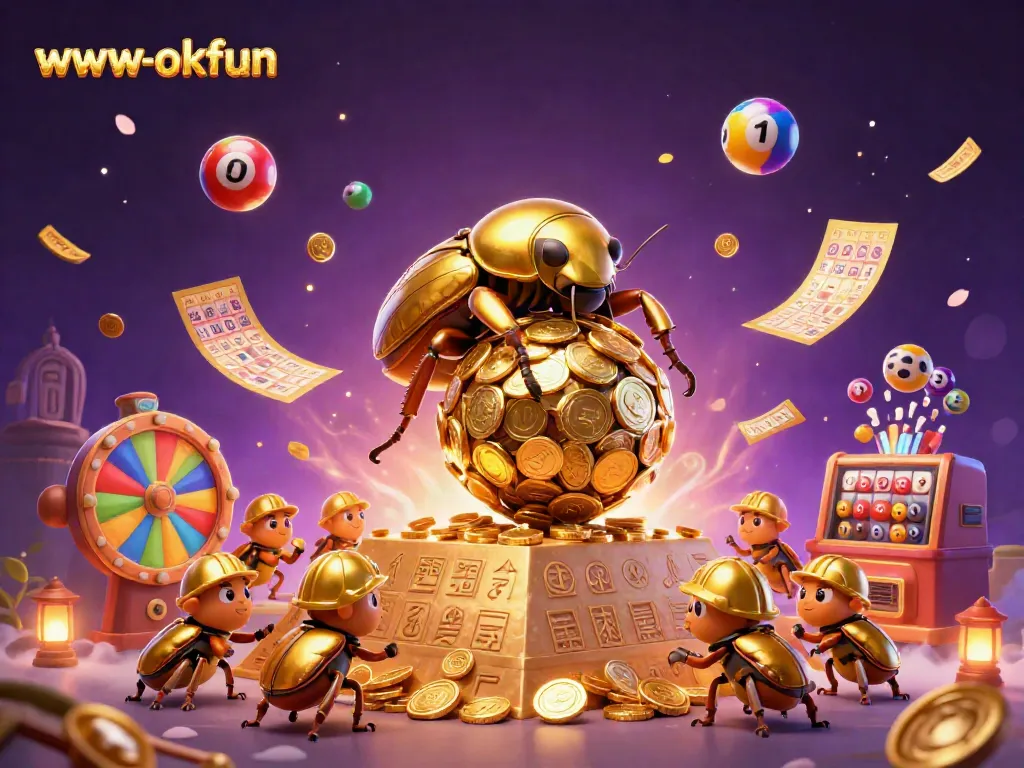 Experience the excitement of casino games with www-okfun through colorful lottery and game elements.