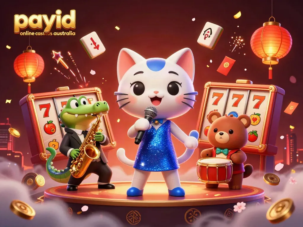 Enjoy fast gaming at payid online casinos Australia with cartoon characters in a lively casino setting.