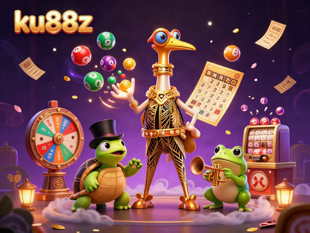 Experience excitement at ku88z with a vibrant 3D casino scene featuring playful characters and dynamic game elements.
