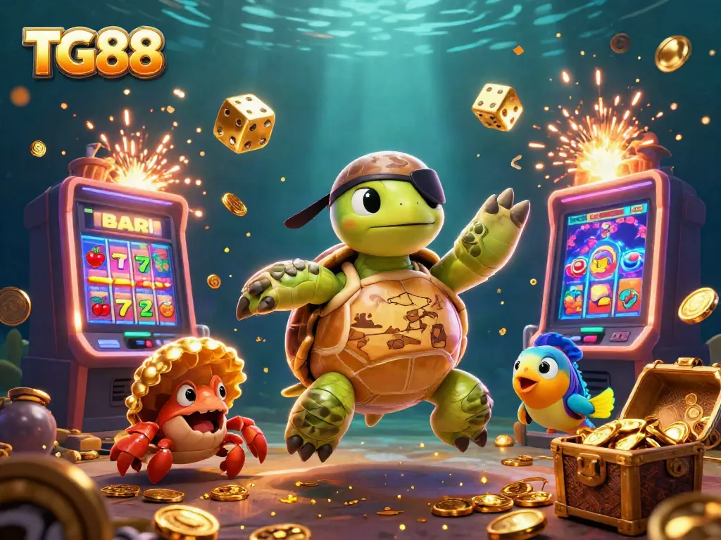 Engage with TG88 in a vibrant casino scene featuring dynamic characters and thrilling game elements.