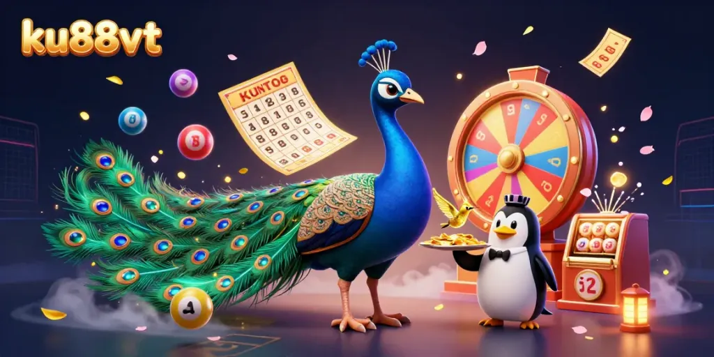 Spin the excitement with ku88vt's colorful gambling scene featuring vibrant lottery elements.
