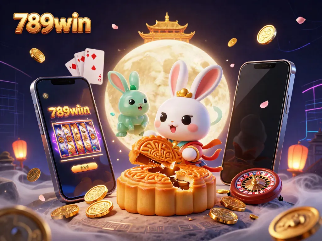 Experience thrilling gaming action with 789win's engaging moon-themed casino illustration showcasing vibrant slot games.