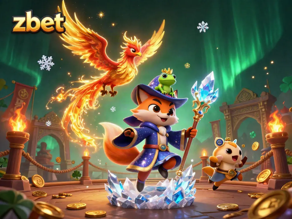 Experience exciting gameplay on zbet with a mystical wizard and a phoenix in an enchanting casino world.