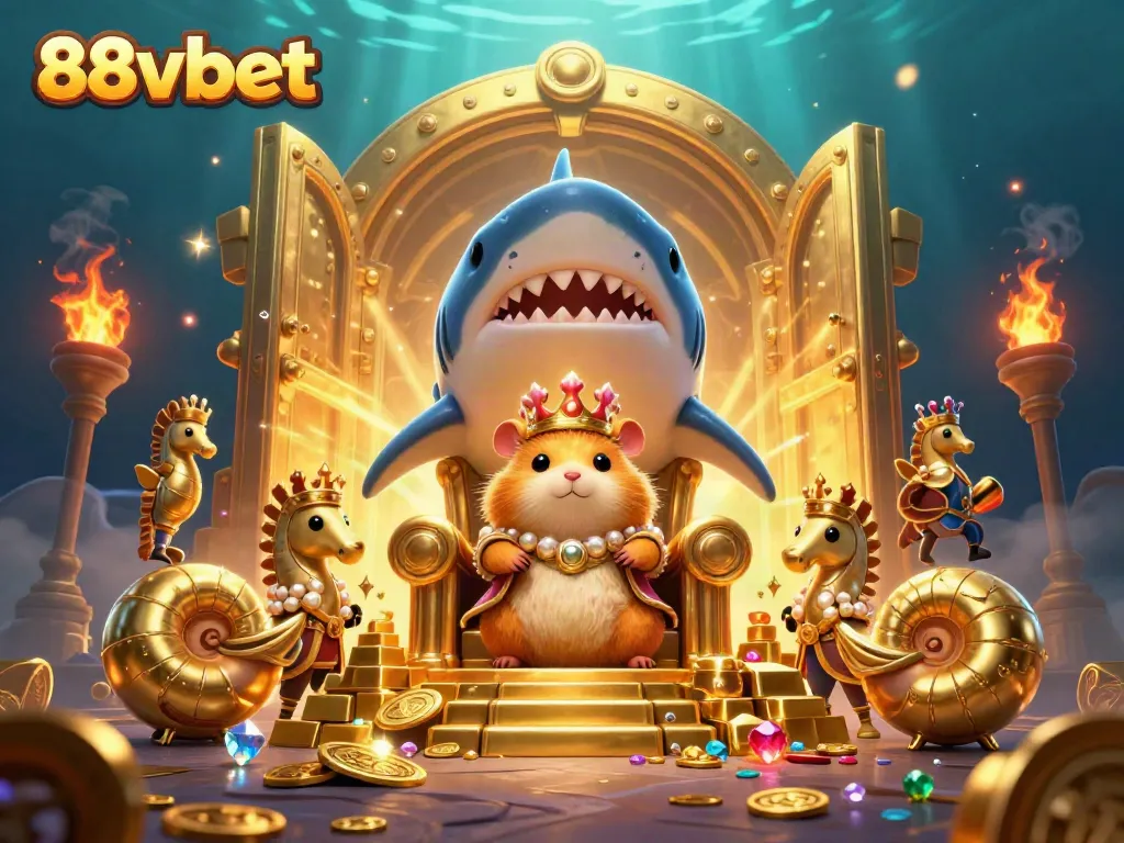 Experience thrilling action with the fierce hamster king on his treasure throne at 88vbet casino.