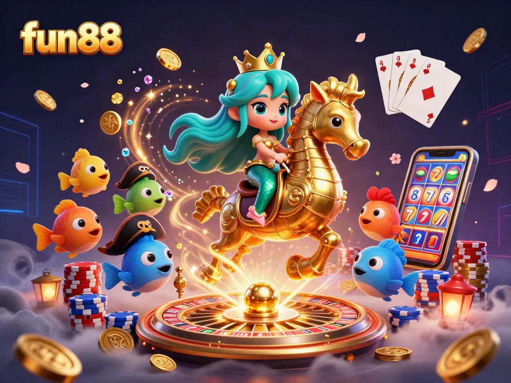Experience fun88's vibrant 3D mermaid-themed casino adventure with dynamic gaming elements.