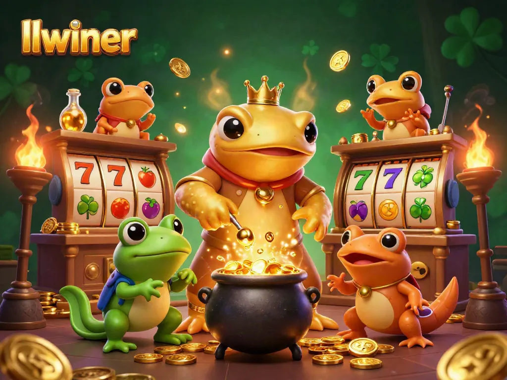 Experience thrilling slots with llwiner's golden salamander alchemist in a vibrant casino scene.
