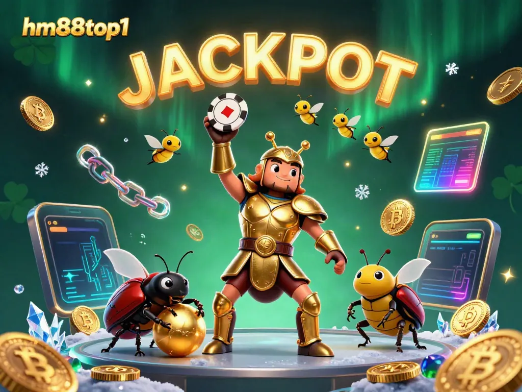 Experience excitement at hm88top1 with a victorious beetle celebrating a jackpot.