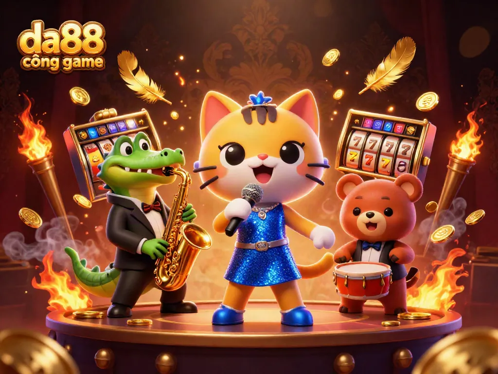 Engage in thrilling action at da88 cổng game with vibrant characters amidst a dynamic casino atmosphere.