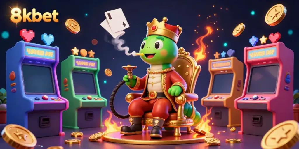 Engage with thrilling casino action at 8kbet while the caterpillar hookah-master reigns in a vibrant 3D scene.
